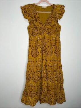 NWOT ROLLER RABBIT Mustard Floral V-Neck Summer Dress